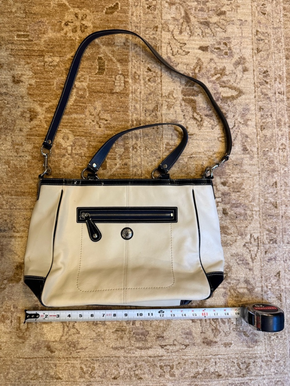 Coach Cream and Black Two-Tone Shoulder Tote